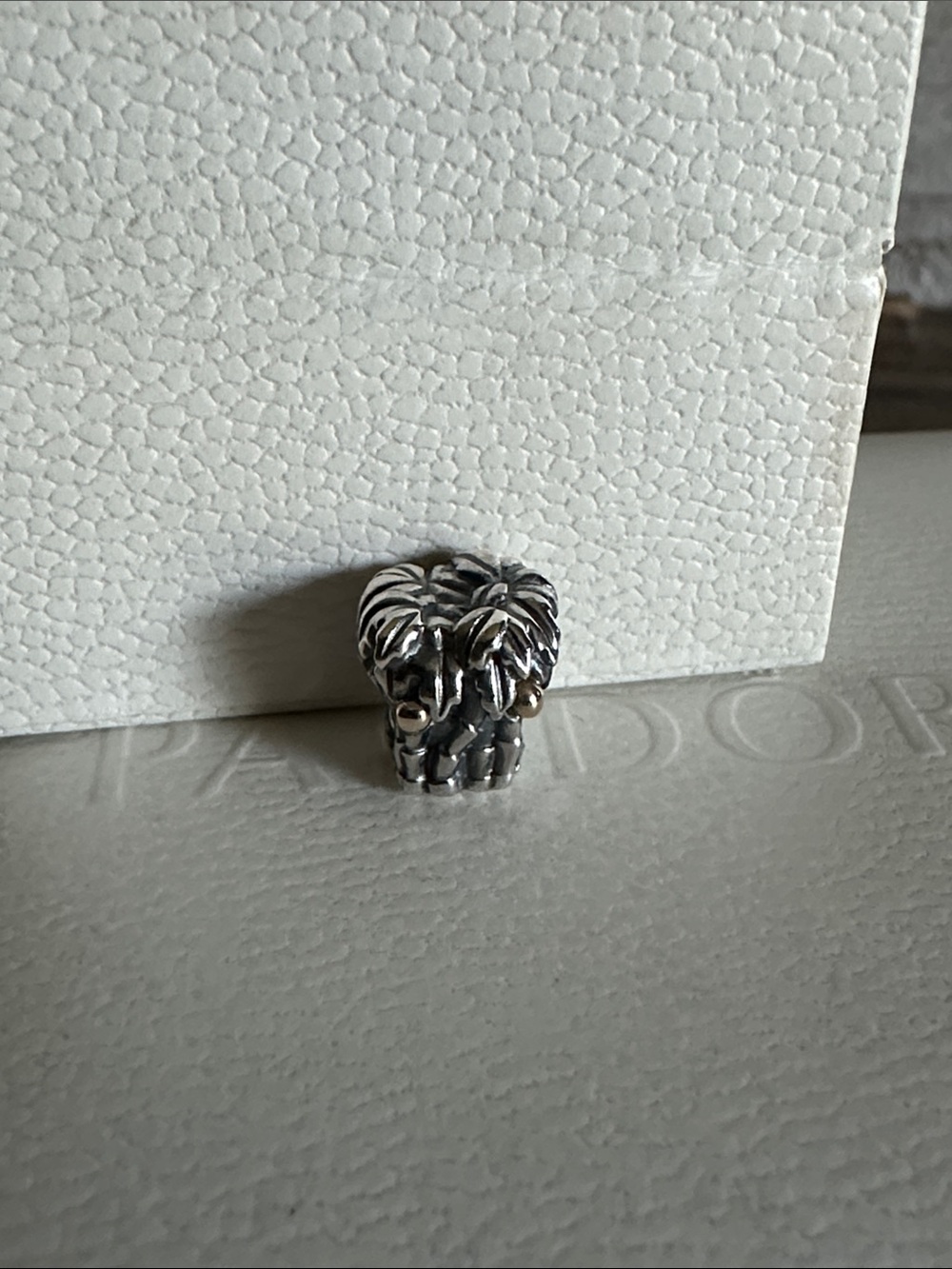 Pandora great shape palm tree two tone 14k gold sterling silver 925 ale charm